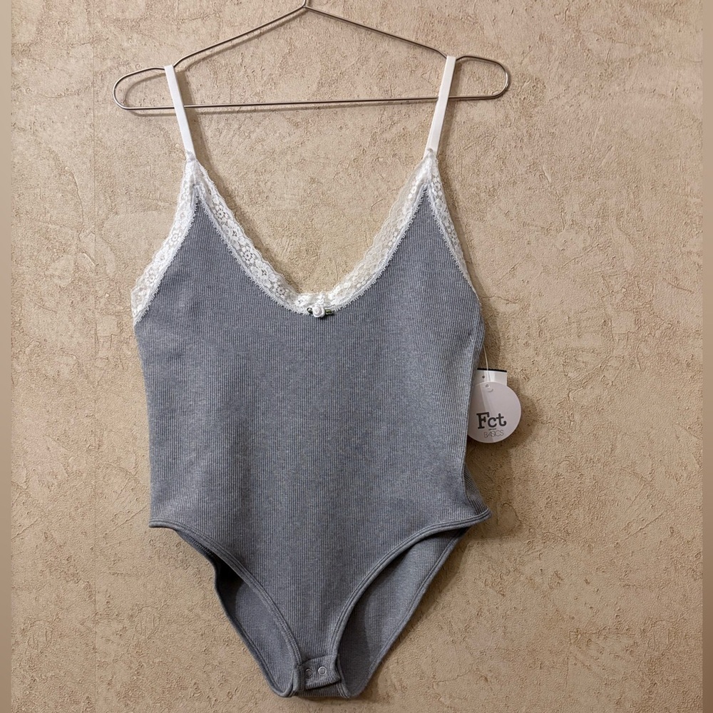 Fct with love BASICS Lace Trimmed Ribbed Bodysuit